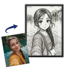 Personalised vintage manga-style portrait Personalised vintage manga-style portrait